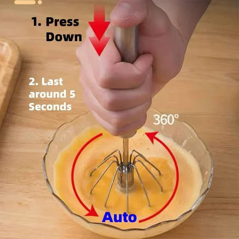 Stainless Steel Semi-Automatic Whisk Blender (10/12/14 Inch) - Versatile Kitchen Tool for Egg Beating, Milk Frothing, and Hand Whisking
