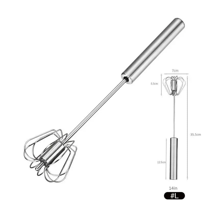 Stainless Steel Semi-Automatic Whisk Blender (10/12/14 Inch) - Versatile Kitchen Tool for Egg Beating, Milk Frothing, and Hand Whisking