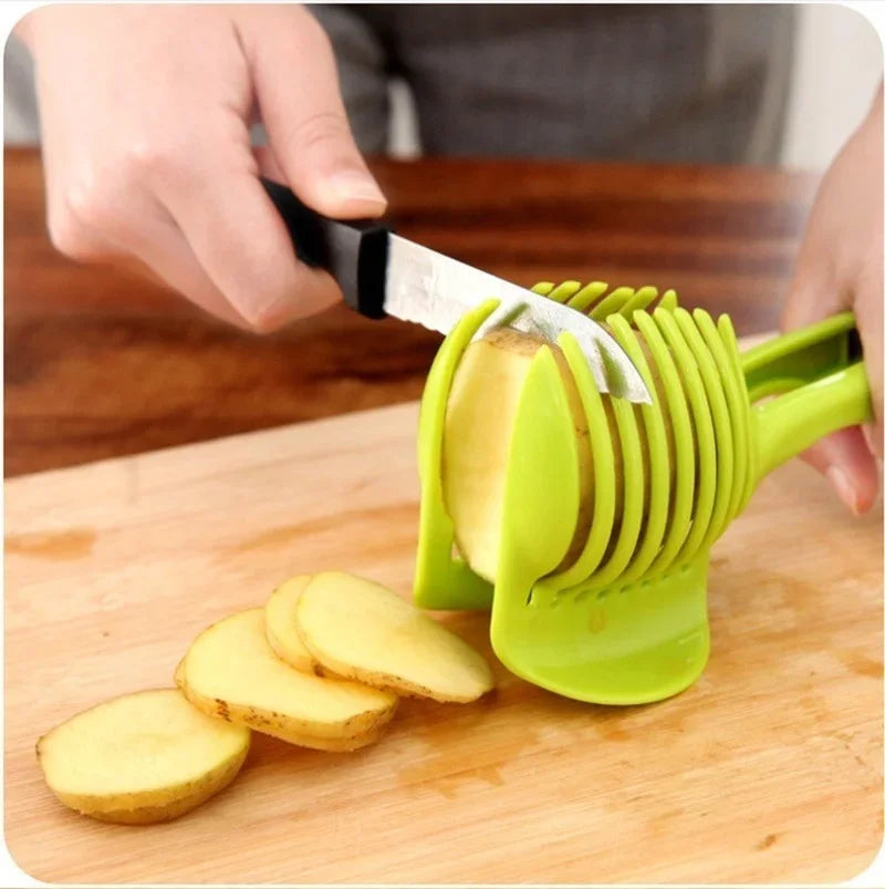 Tomato and Fruit Slicer with Stand - Efficient Kitchen Utensil for Slicing Tomatoes and Lemons