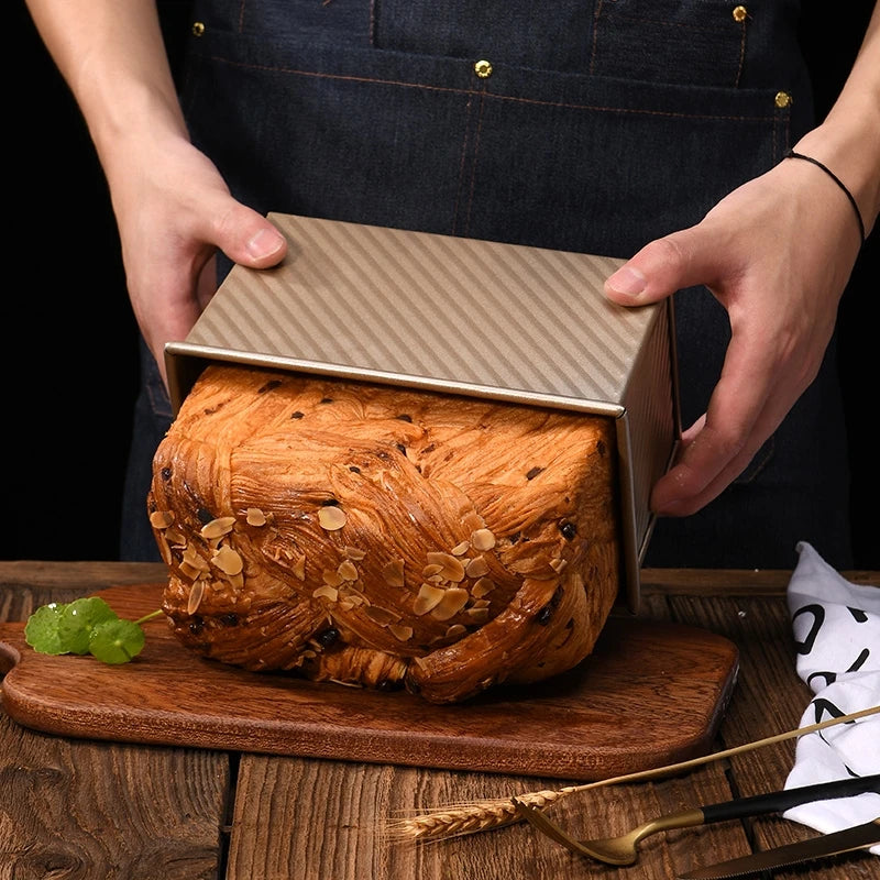 Aluminized Steel Rectangular Bread Mold with Lid - Non-Stick Baking Tray for Bread and Cakes