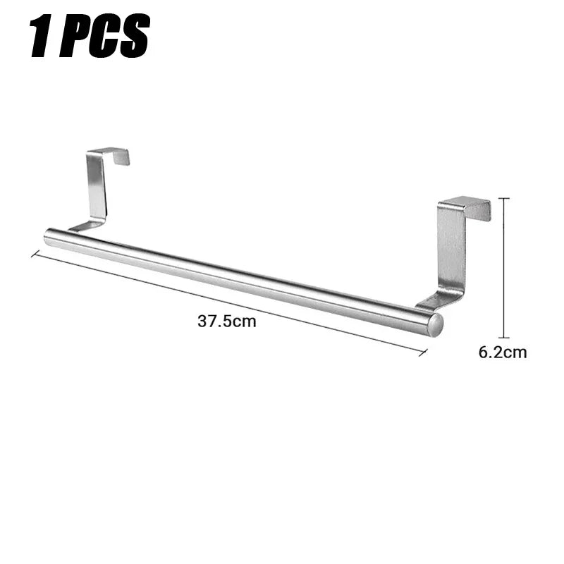 Stainless Steel Towel Bar for Cabinet Doors - Versatile 1 or 2 Piece Towel Rack for Bathroom and Kitchen Applications
