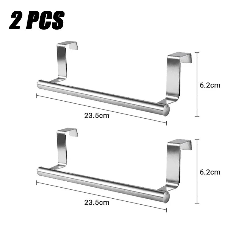 Stainless Steel Towel Bar for Cabinet Doors - Versatile 1 or 2 Piece Towel Rack for Bathroom and Kitchen Applications