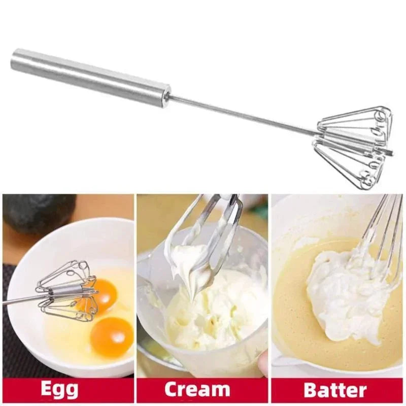 Stainless Steel Semi-Automatic Whisk Blender (10/12/14 Inch) - Versatile Kitchen Tool for Egg Beating, Milk Frothing, and Hand Whisking