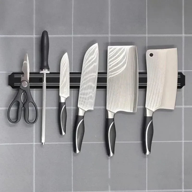 Stainless Steel Wall-Mounted Magnetic Knife Holder - Efficient and Practical Kitchen Storage Solution