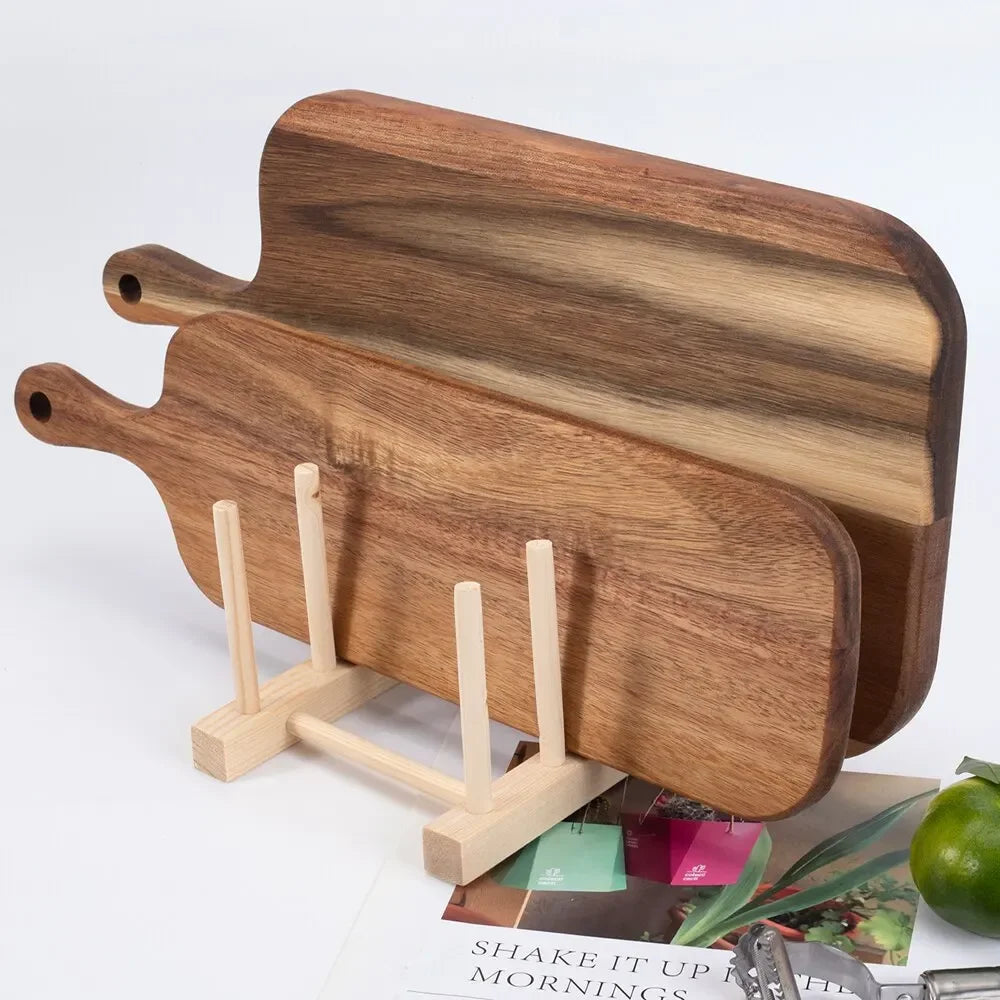 Premium Wooden Cutting Board with Handle - Multi-Functional Kitchen Serving Board for Cheese, Charcuterie, Bread, and Fruit