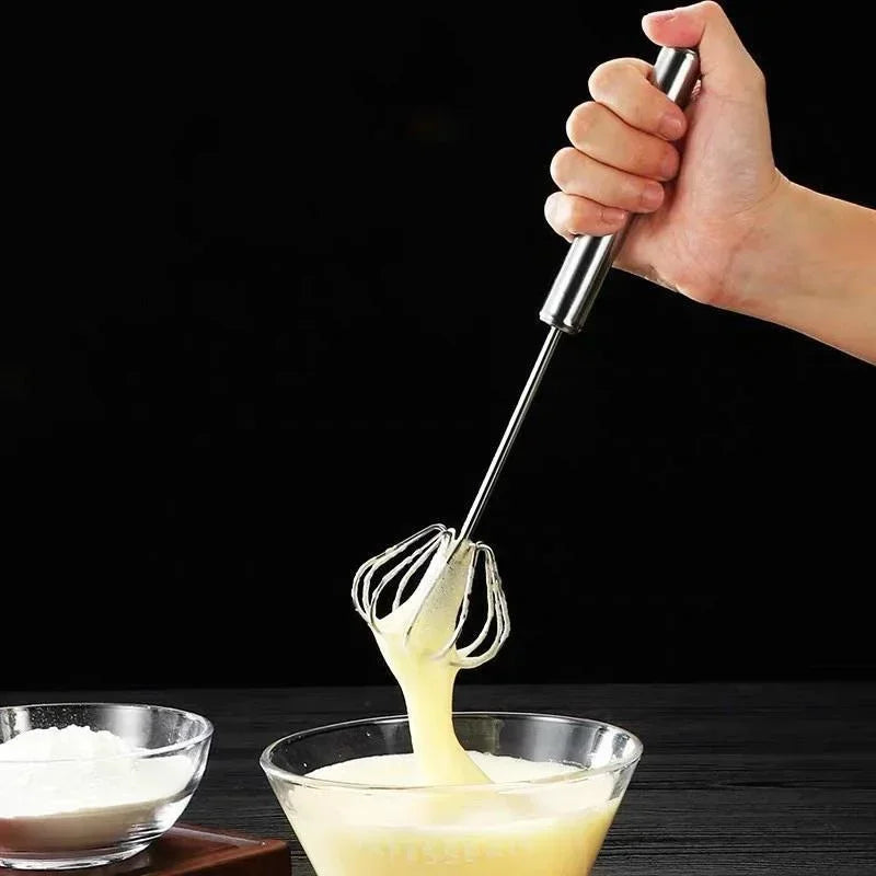 Stainless Steel Semi-Automatic Whisk Blender (10/12/14 Inch) - Versatile Kitchen Tool for Egg Beating, Milk Frothing, and Hand Whisking