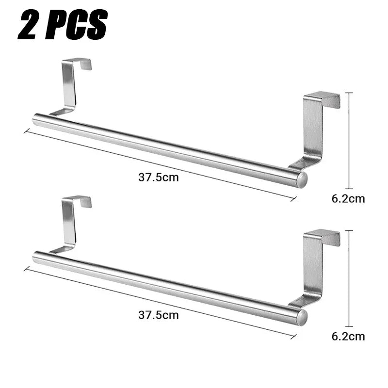 Stainless Steel Towel Bar for Cabinet Doors - Versatile 1 or 2 Piece Towel Rack for Bathroom and Kitchen Applications