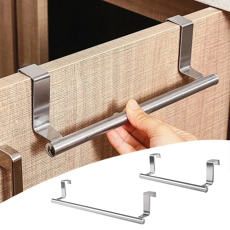 Stainless Steel Towel Bar for Cabinet Doors - Versatile 1 or 2 Piece Towel Rack for Bathroom and Kitchen Applications