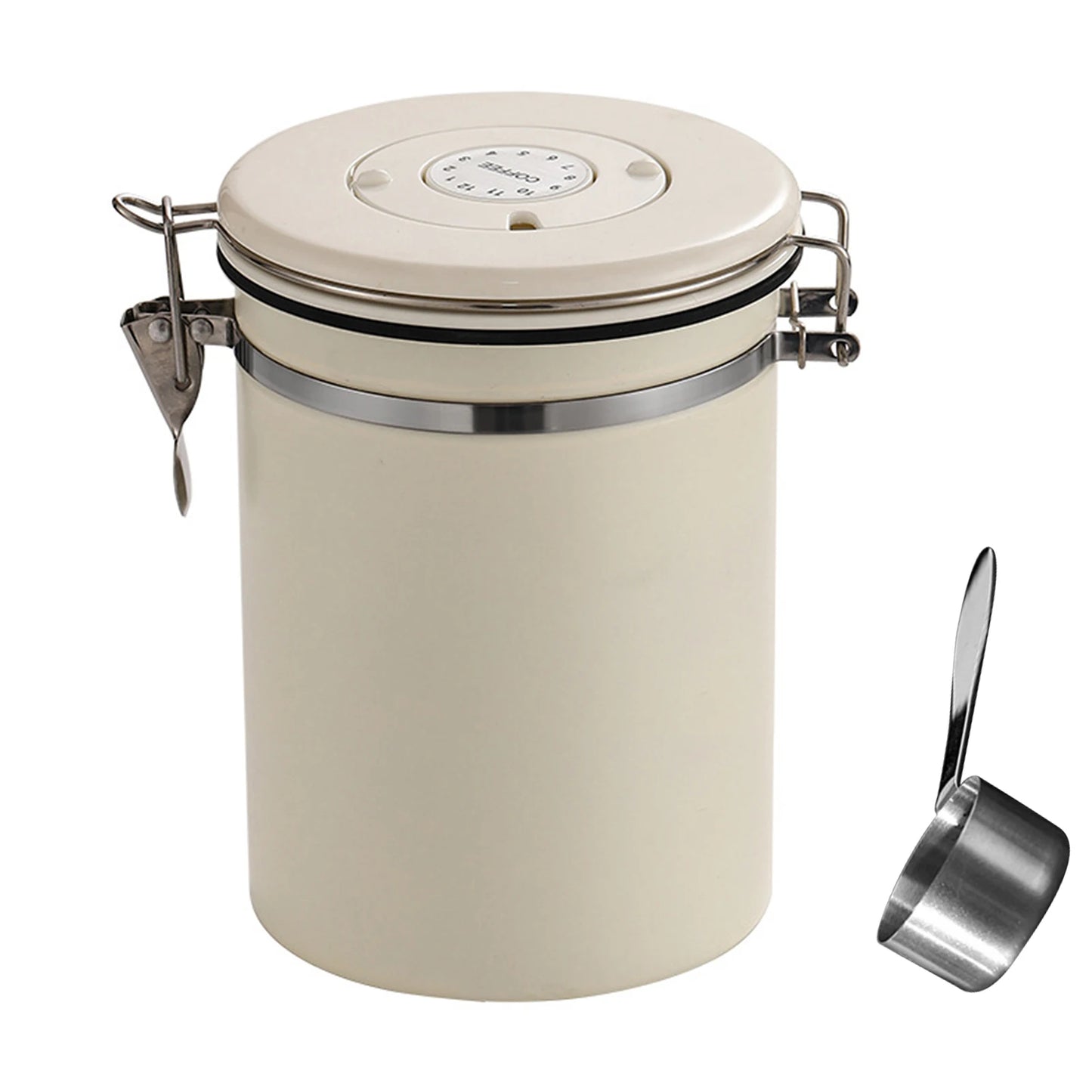 Stainless Steel Vacuum-Sealed Coffee Bean Storage Container - Airtight Kitchen Canister for Portable Grain Storage