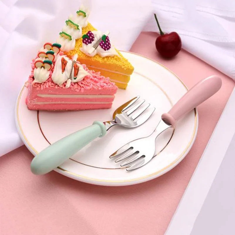 3-Piece Stainless Steel Cutlery Set for Children - Portable Baby Feeding Utensils Including Spoon and Forks