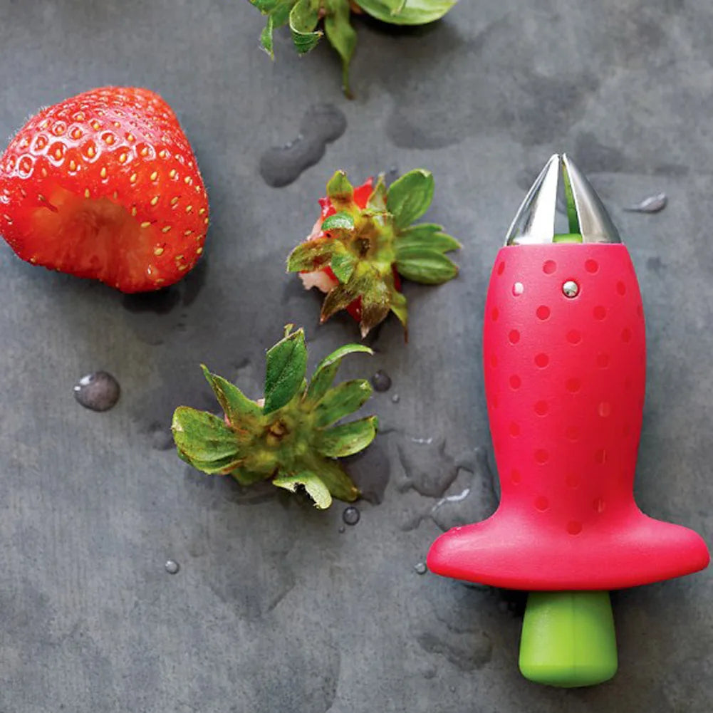 Strawberry Huller and Pineapple Cutter with Tomato Stalk Remover - Versatile Fruit Knife and Leaf Cleaner for Kitchen Use