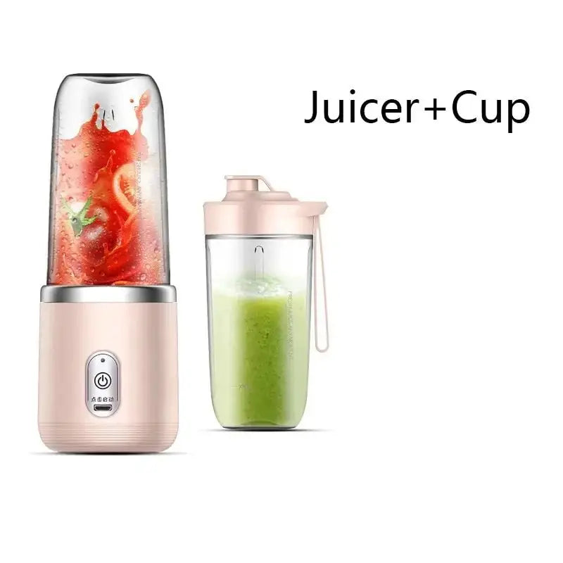 Portable USB Rechargeable Juicer Cup with 6-Blade Blender for Smoothies and Fruit Juicing - Essential Kitchen Appliance