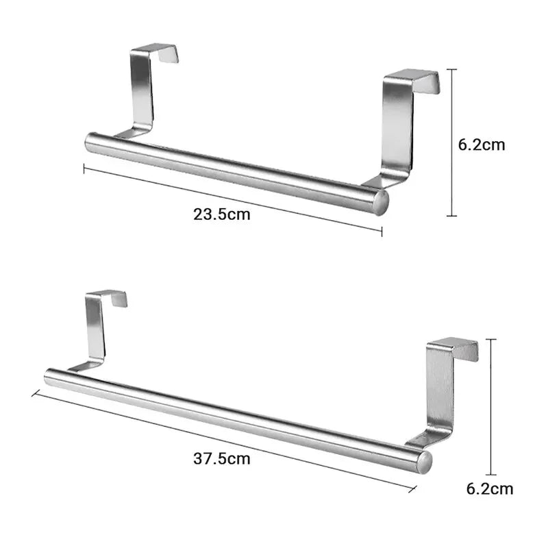 Stainless Steel Towel Bar for Cabinet Doors - Versatile 1 or 2 Piece Towel Rack for Bathroom and Kitchen Applications