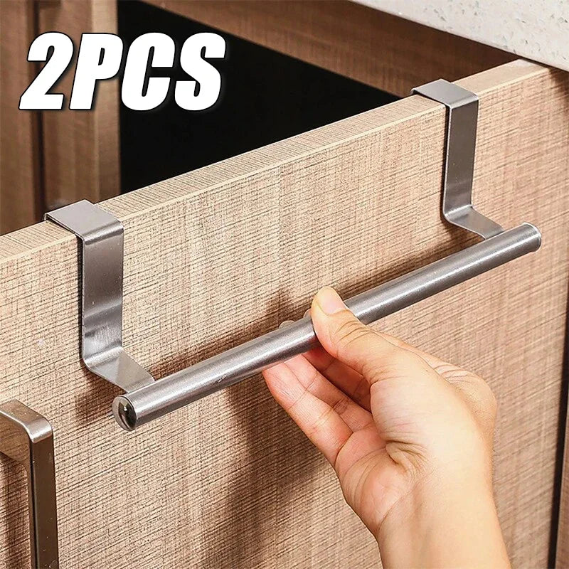 Stainless Steel Towel Bar for Cabinet Doors - Versatile 1 or 2 Piece Towel Rack for Bathroom and Kitchen Applications
