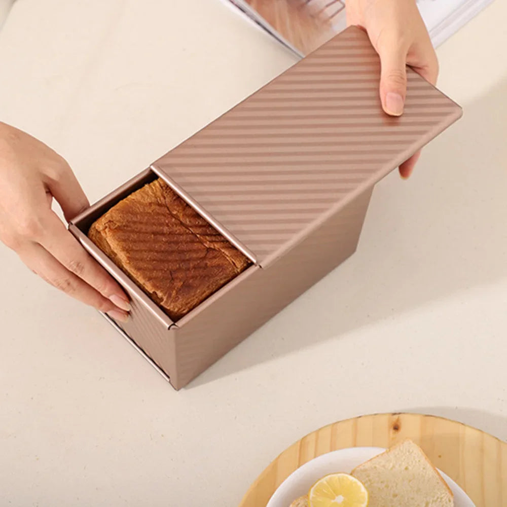 Aluminized Steel Rectangular Bread Mold with Lid - Non-Stick Baking Tray for Bread and Cakes