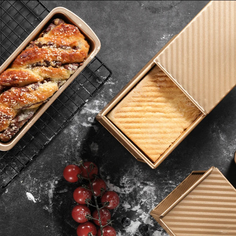 Aluminized Steel Rectangular Bread Mold with Lid - Non-Stick Baking Tray for Bread and Cakes