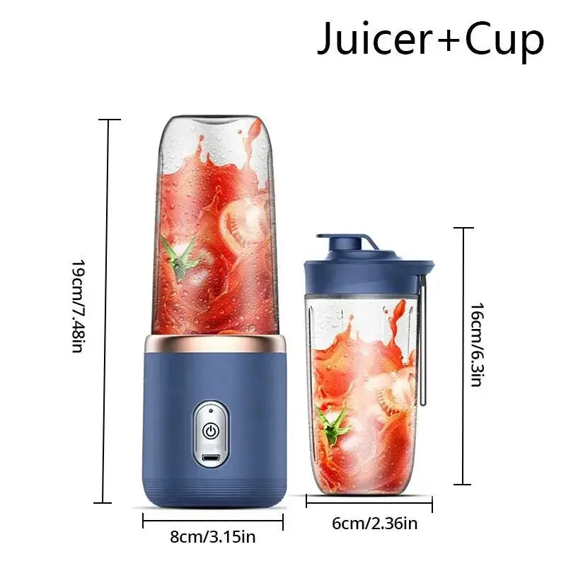 Portable USB Rechargeable Juicer Cup with 6-Blade Blender for Smoothies and Fruit Juicing - Essential Kitchen Appliance