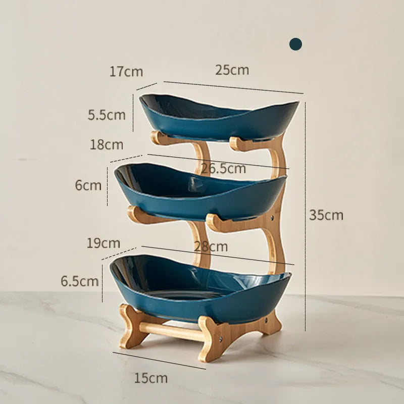 2/3 Tier Fruit Display Stand - Contemporary Plastic Snack Dish, Dried Fruit Basket, Candy Dish, Cake Stand, and Salad Bowl