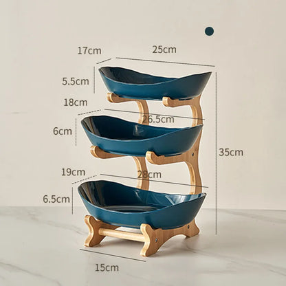 2/3 Tier Fruit Display Stand - Contemporary Plastic Snack Dish, Dried Fruit Basket, Candy Dish, Cake Stand, and Salad Bowl