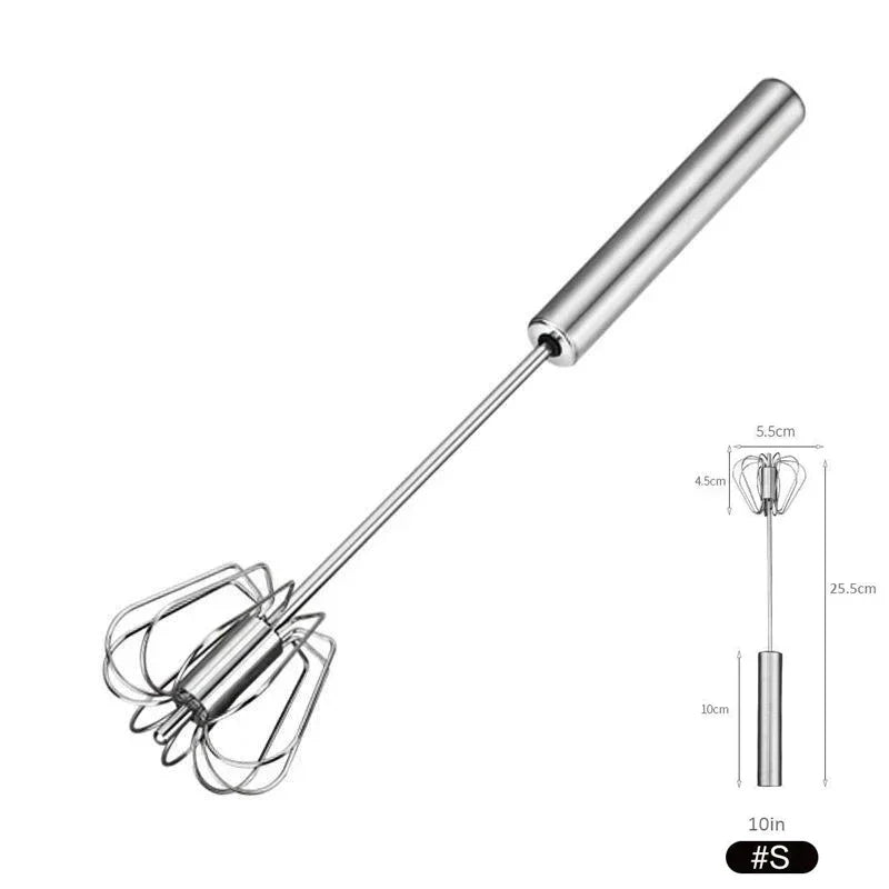 Stainless Steel Semi-Automatic Whisk Blender (10/12/14 Inch) - Versatile Kitchen Tool for Egg Beating, Milk Frothing, and Hand Whisking