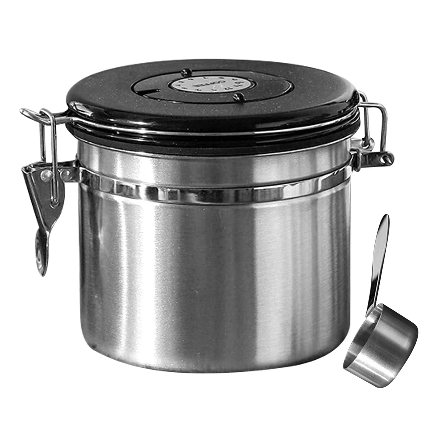 Stainless Steel Vacuum-Sealed Coffee Bean Storage Container - Airtight Kitchen Canister for Portable Grain Storage