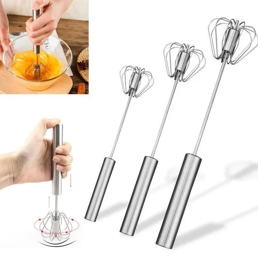 Stainless Steel Semi-Automatic Whisk Blender (10/12/14 Inch) - Versatile Kitchen Tool for Egg Beating, Milk Frothing, and Hand Whisking