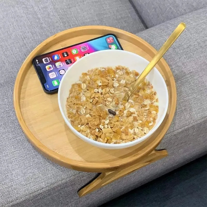 Sofa Arm Tray and Clip Table - Portable Armrest Organizer for Snacks, Drinks, and Remote Control