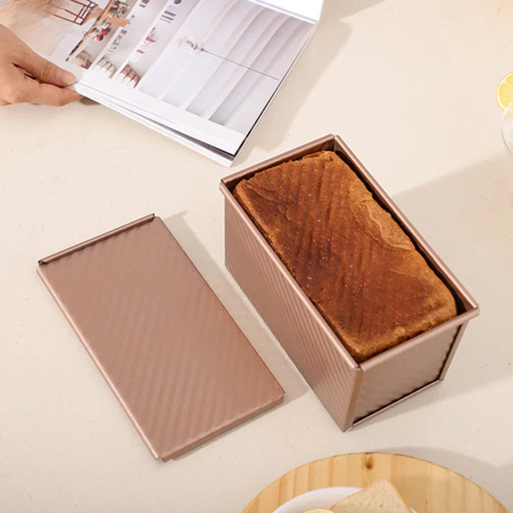 Aluminized Steel Rectangular Bread Mold with Lid - Non-Stick Baking Tray for Bread and Cakes