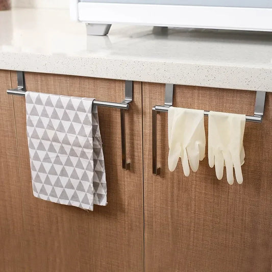 Stainless Steel Towel Bar for Cabinet Doors - Versatile 1 or 2 Piece Towel Rack for Bathroom and Kitchen Applications