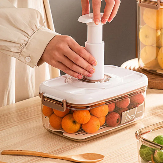 Large Capacity Vacuum Food Storage Container with Time Compass and Air Pump - Refrigerator Organizer Bins