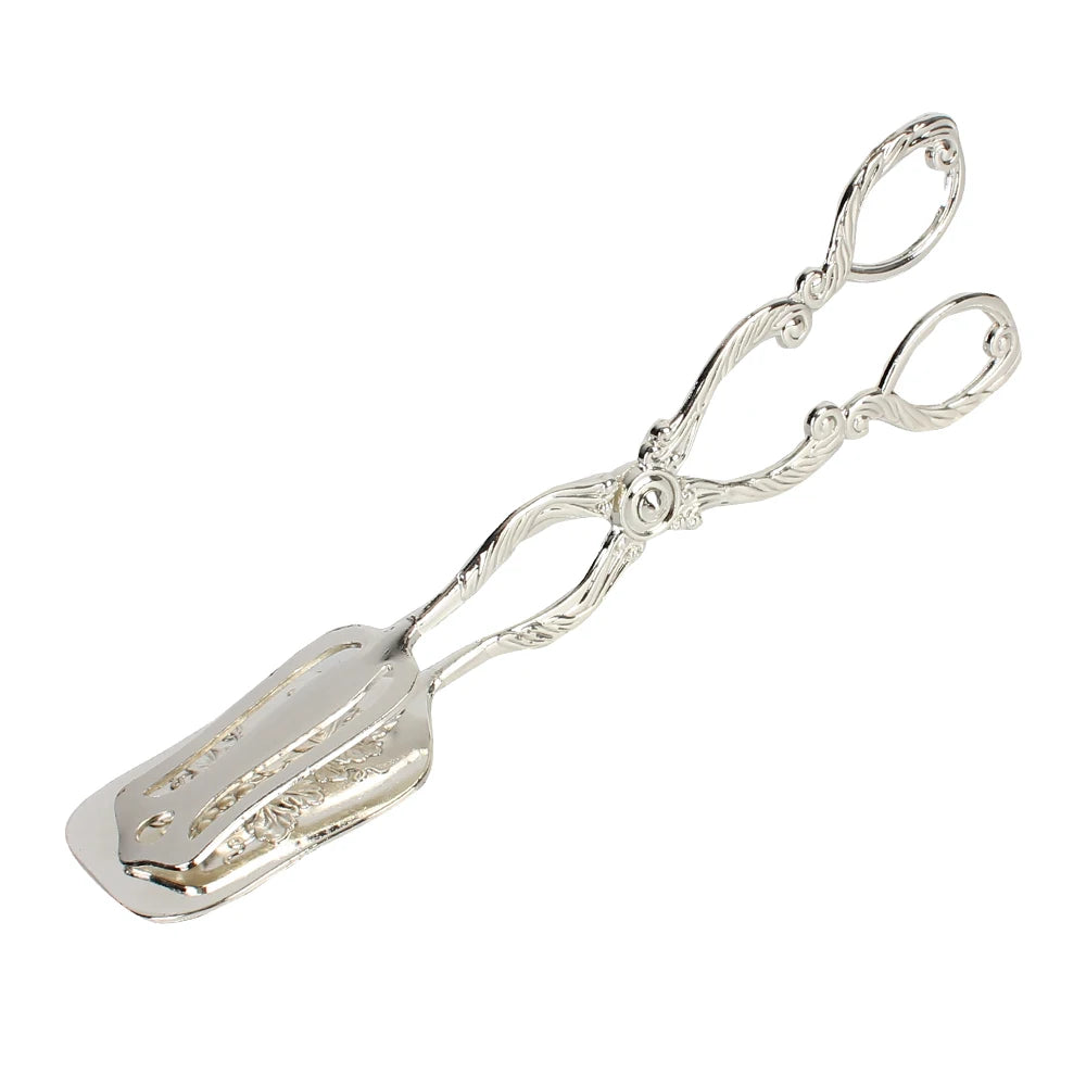 Vintage Gold-Plated Buffet Food Tongs for Snack Cakes, Barbecue, and Fruit Salads