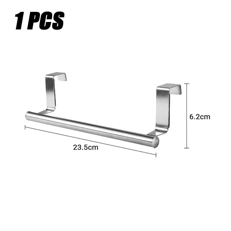 Stainless Steel Towel Bar for Cabinet Doors - Versatile 1 or 2 Piece Towel Rack for Bathroom and Kitchen Applications