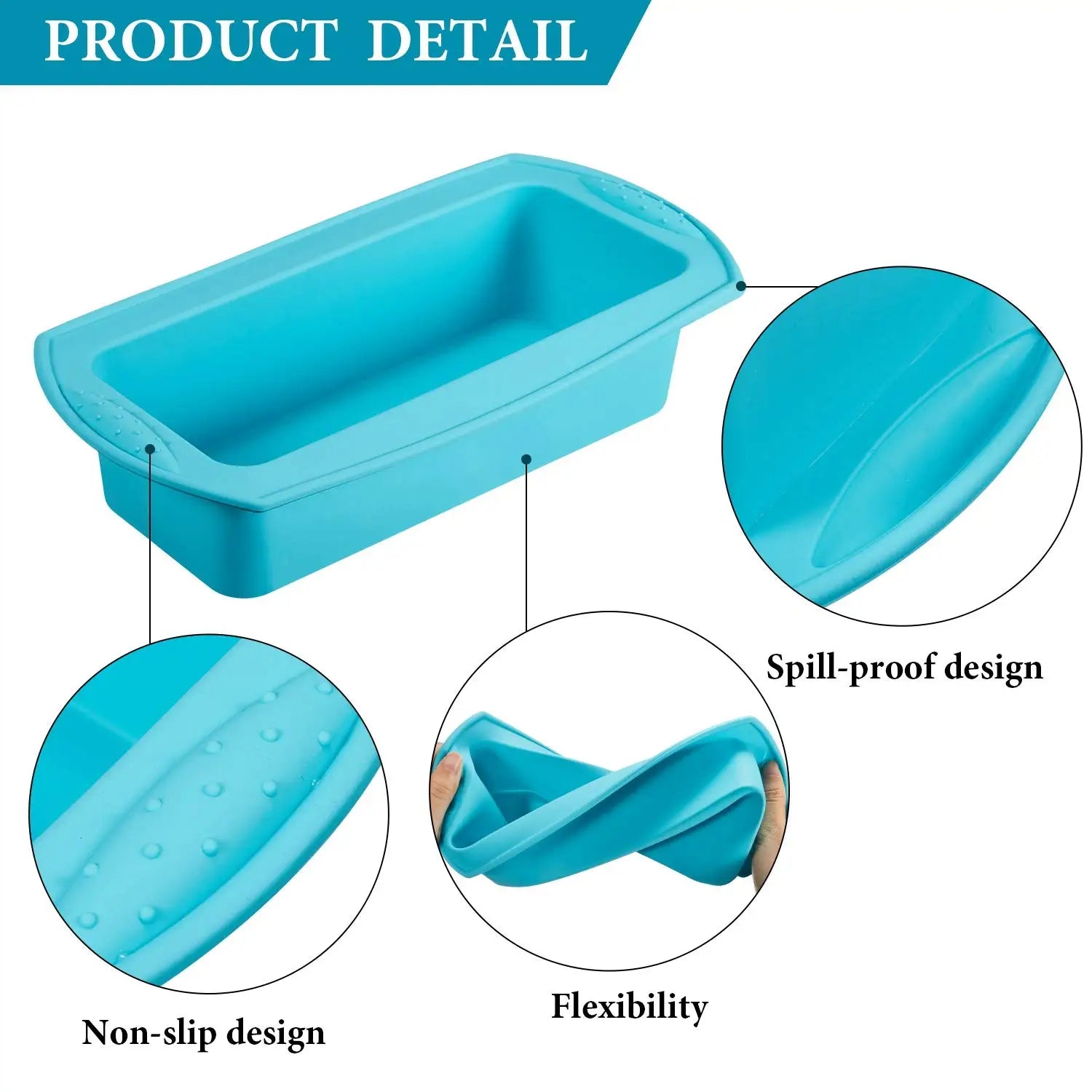 Silicone Baking Loaf Pans for Bread, Cakes, Meatloaf, and Quiche - Non-Stick Molds