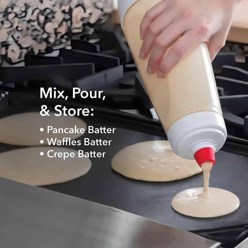 Pancake Batter Dispenser with Blender Ball Whisk for Professional Baking of Pancakes, Cupcakes, Muffins, Crepes, and More