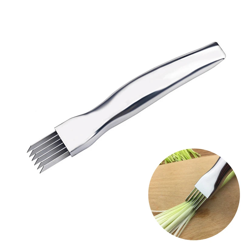 Stainless Steel Onion and Scallion Slicer Knife - Versatile Vegetable and Fruit Chopper for Kitchen Use KC0148