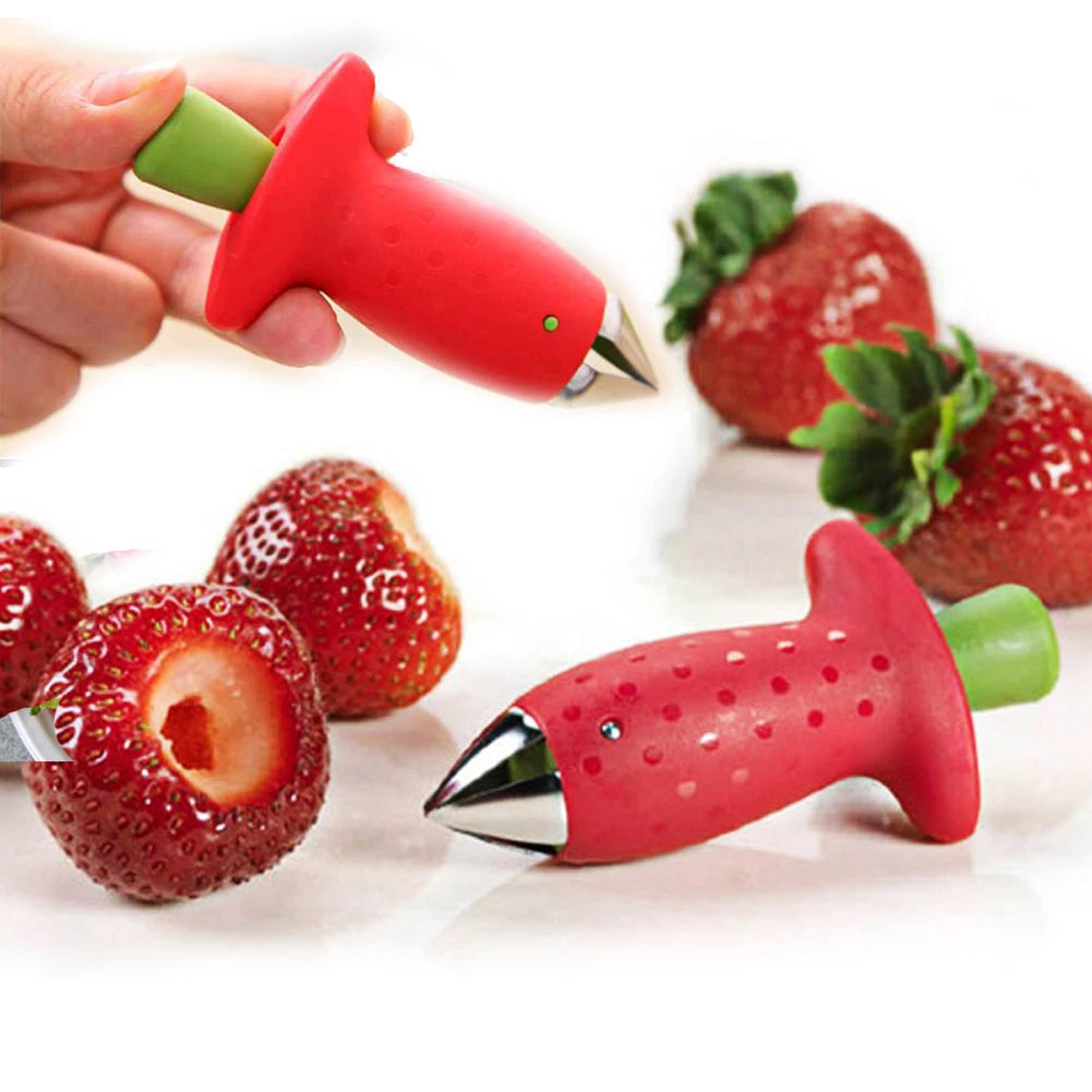 Strawberry Huller and Pineapple Cutter with Tomato Stalk Remover - Versatile Fruit Knife and Leaf Cleaner for Kitchen Use