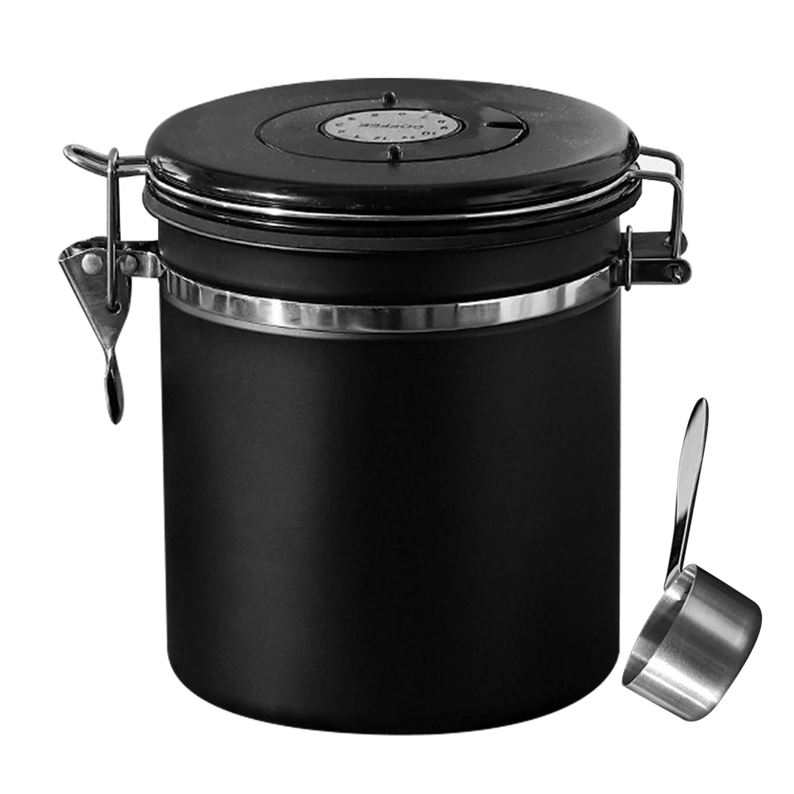 Stainless Steel Vacuum-Sealed Coffee Bean Storage Container - Airtight Kitchen Canister for Portable Grain Storage