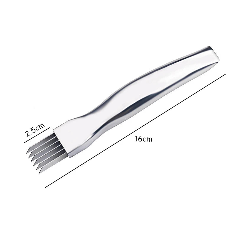 Stainless Steel Onion and Scallion Slicer Knife - Versatile Vegetable and Fruit Chopper for Kitchen Use KC0148