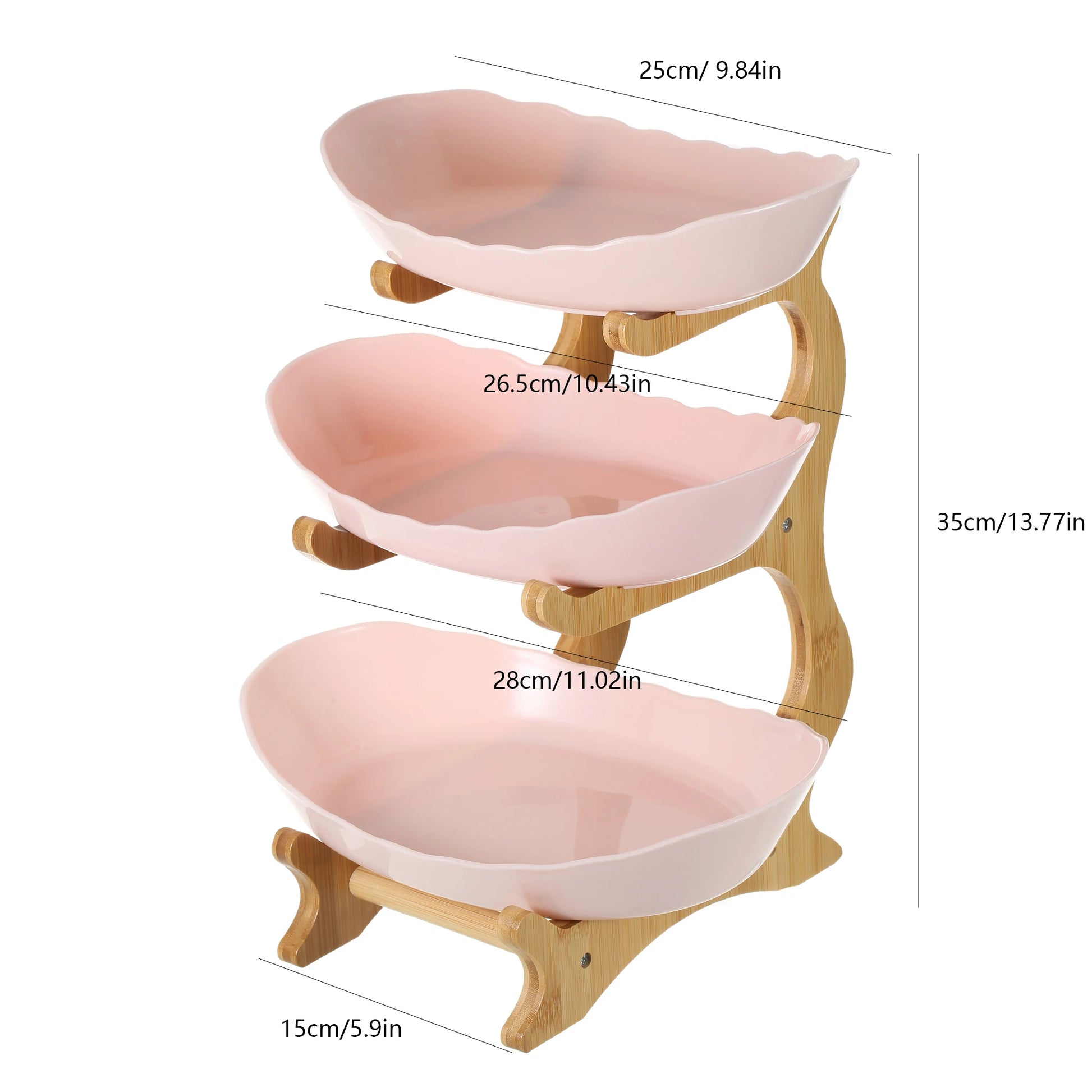 2/3 Tier Fruit Display Stand - Contemporary Plastic Snack Dish, Dried Fruit Basket, Candy Dish, Cake Stand, and Salad Bowl