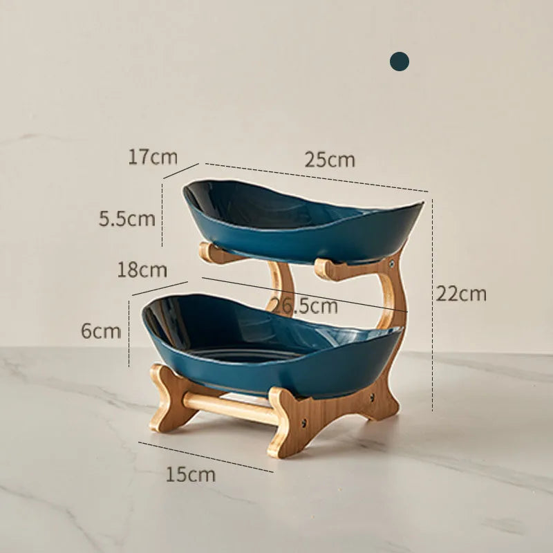 2/3 Tier Fruit Display Stand - Contemporary Plastic Snack Dish, Dried Fruit Basket, Candy Dish, Cake Stand, and Salad Bowl