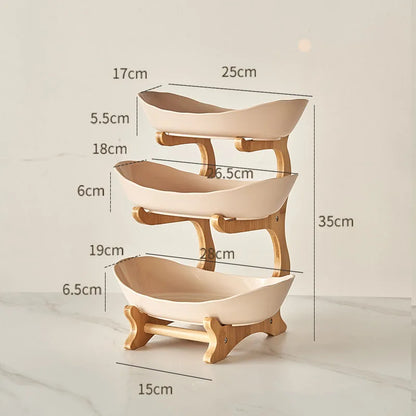 2/3 Tier Fruit Display Stand - Contemporary Plastic Snack Dish, Dried Fruit Basket, Candy Dish, Cake Stand, and Salad Bowl