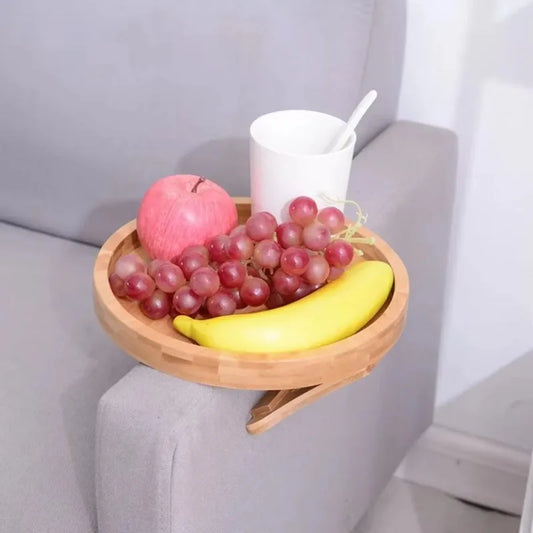 Sofa Arm Tray and Clip Table - Portable Armrest Organizer for Snacks, Drinks, and Remote Control