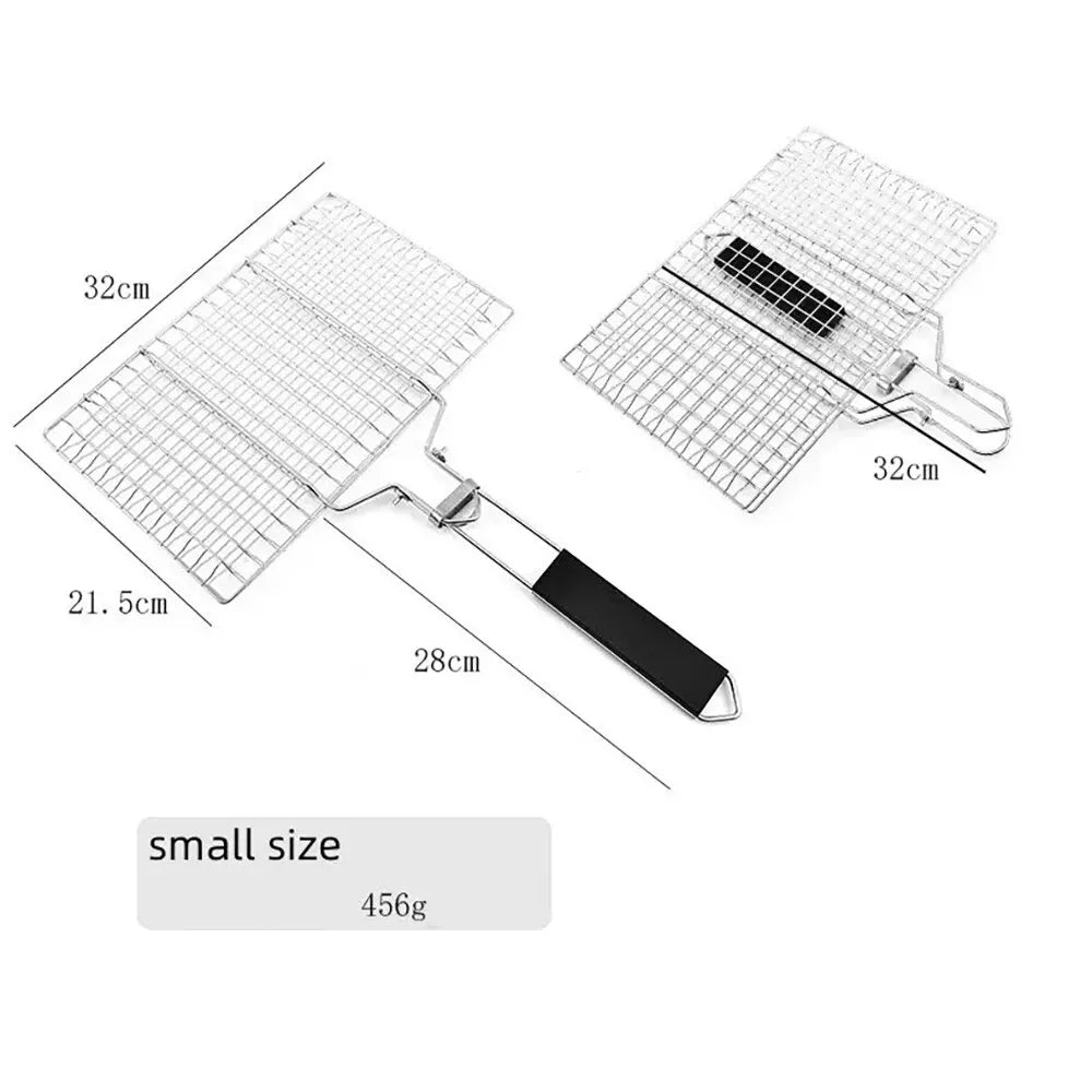 Stainless Steel Non-Stick Grilling Basket for Meat and Vegetables - Ideal for BBQs and Picnics