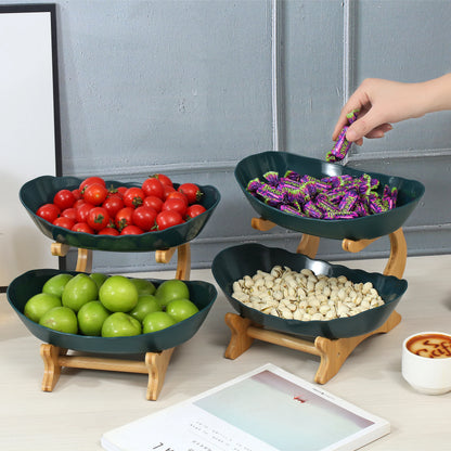 2/3 Tier Fruit Display Stand - Contemporary Plastic Snack Dish, Dried Fruit Basket, Candy Dish, Cake Stand, and Salad Bowl