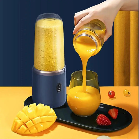 Portable USB Rechargeable Juicer Cup with 6-Blade Blender for Smoothies and Fruit Juicing - Essential Kitchen Appliance
