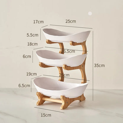 2/3 Tier Fruit Display Stand - Contemporary Plastic Snack Dish, Dried Fruit Basket, Candy Dish, Cake Stand, and Salad Bowl