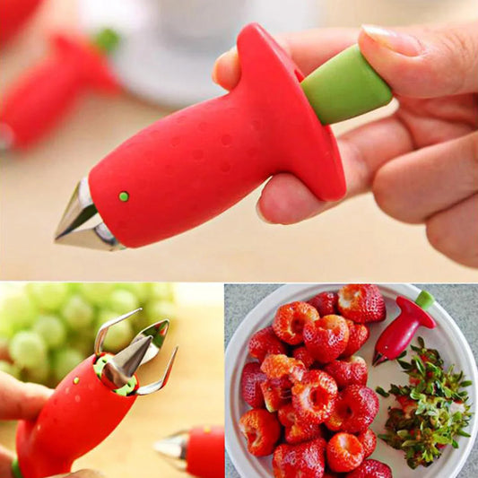 Strawberry Huller and Pineapple Cutter with Tomato Stalk Remover - Versatile Fruit Knife and Leaf Cleaner for Kitchen Use