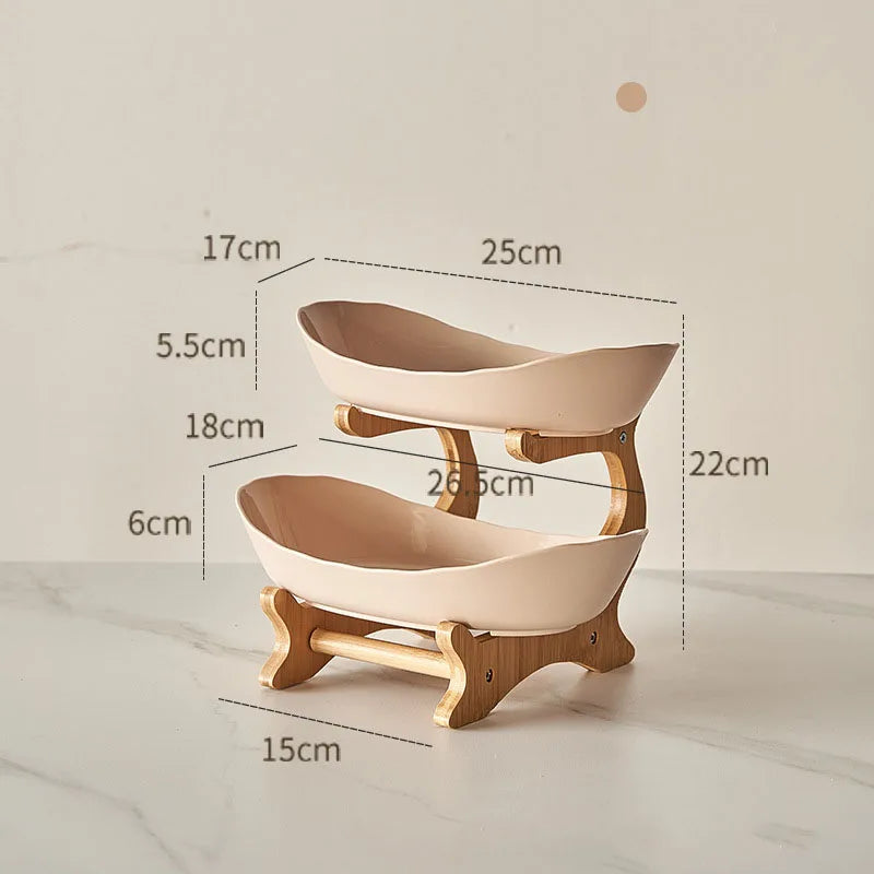 2/3 Tier Fruit Display Stand - Contemporary Plastic Snack Dish, Dried Fruit Basket, Candy Dish, Cake Stand, and Salad Bowl